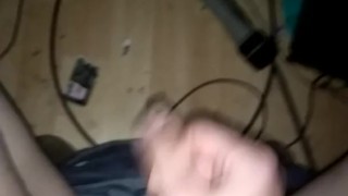 Young Aaron strokes his firm cock