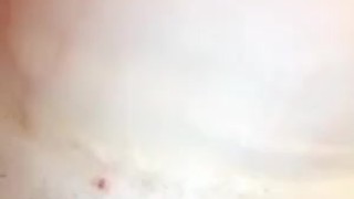 Curvy white teen fucks herself with a big pink dildo
