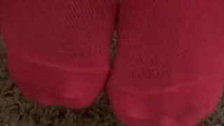 Teen girl feet after class 