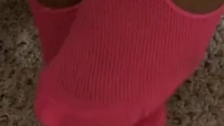 Teen girl feet after class 