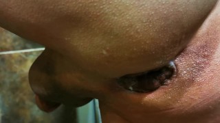 Anal stretching with huge vegetable and gape