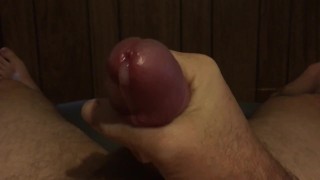 big hands jerk off thick cock for quick cum shot