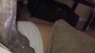 Caught by step sister stroking my dick