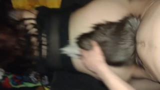 Curvy teen can barely handle first time with fox tail plug and moans deep