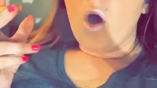 Hot Cam Girl Smokes While Rubbing Her Tits