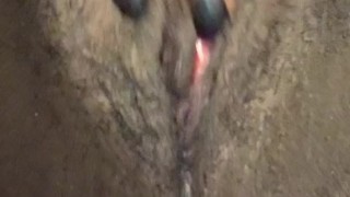 Tight ebony pussy play