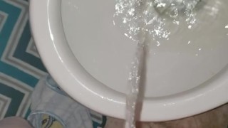 Girl Stands And Pees in Toliet Like A Boy 