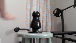 Riding huge plug and nipple play.