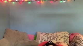 Sexy teen strips and fucks herself