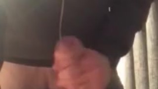 Wank on desk. Puddle of cum. Jeans and hoodie casual masturbation