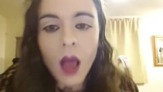Sissy gives wet deepthroat blowjob for guy on whatsApp