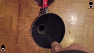 Spurting load of cum and piss into funnel slut's tunnel gag