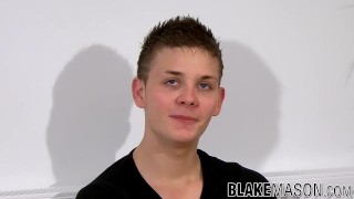 Cute young UK amateur strokes his dick and shoots hot loads