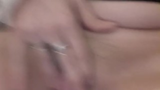Pussy play in public bathroom with girl peeing in next stall