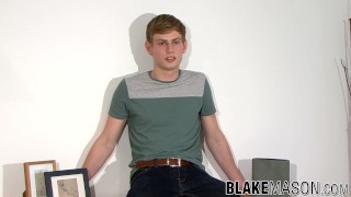 British amateur twink stips after an interview and jerks off