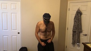 Horny Pilot With Hat Does Strip Tease