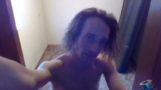 Trying a New Camera Angle; In Only Track Pants & Socks