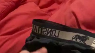 Wanking on to my boxers big cumshot 