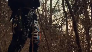 Punk guy plays with his Penis in the woods