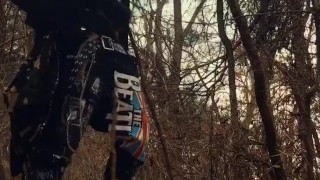 Punk guy plays with his Penis in the woods