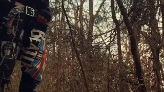 Punk guy plays with his Penis in the woods