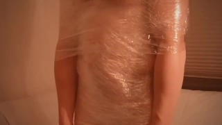 Femdom Milking Cling Wrapped Slave POV
