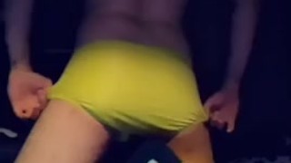 twink in speedo compression socks cap shows off cock and hole