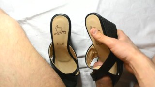 Cum on girlfriend's shoes when she was in the bathroom