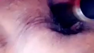 Using my brush to masturbate 