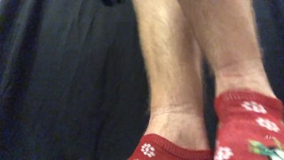 Dude Wears Lady X-Mas Socks & Models Feet