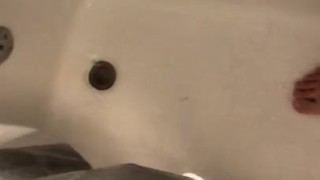 Small uncut cock feet play in shower