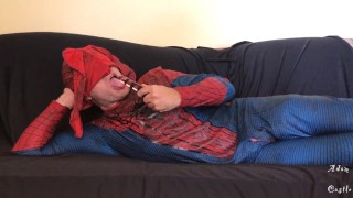 Spidey Spits & Gags On Dildo Tease & Denial JOI