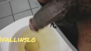 Pissing While my #StepSister Watches my cut #cock #bigdick