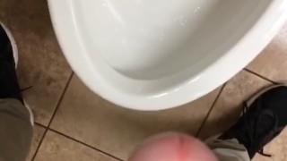 Shooting huge cum load in the bathroom at work