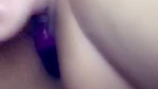 Big tits playing with dildo