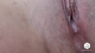 peeing after sex with my cum grooling pussy
