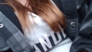 Feeling cute sitting in the car!!voyeurs