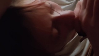 Gorgeous babe sucks dick, then rides it close up 