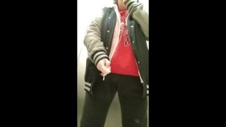 BBW Mature MILF Panty Vibe Test (insert and Removal) public restroom
