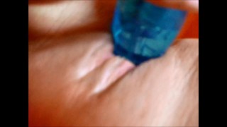 blue vibrator in hot milf pussy