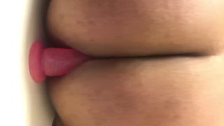 Dildo in ass and pocket pussy on cock