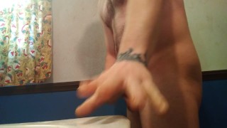 Small cock cums from jerking off