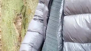 Two cumshots while walking outdoor - cum after cum