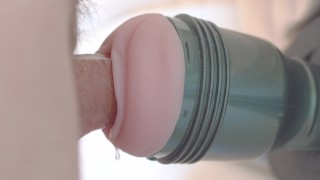I fuck deep my Fleshlight and i let my pulsating big cock cum inside orgasm