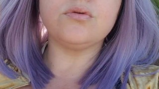 Hot big tittied giantess smokes a fag outside by the pool 