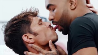 NoirMale - Black gymrat deepthroats some big white dick