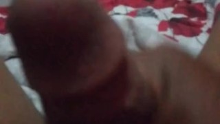 Amateur stepmom helps me masturbate while playing with my big dick 