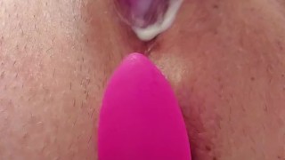 Butt plug and creamy pussy