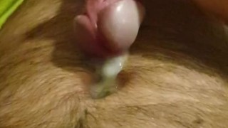 Cumming in my belly by edging the tip of my penis