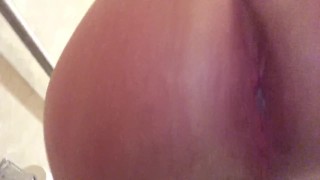 Twink empties boy pussy after spank and fuck